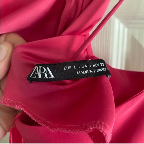 💖 ZARA Bloggers Fav Satin Draped-Neck Midi/Maxi Dress. Size LG. Excellent Cond! - Picture 15 of 16